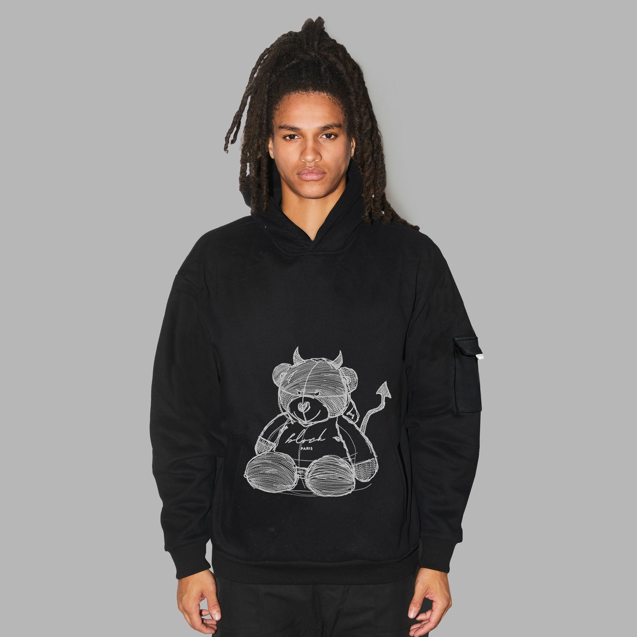 SKETCH TEDDY FLEECE HOODIE [ BLVCK PARIS ] テディベアプルオーバー